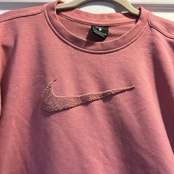 Nike Rose Pink Chenille Swoosh Oversized Crop Sweatshirt S - Picture 3 of 6